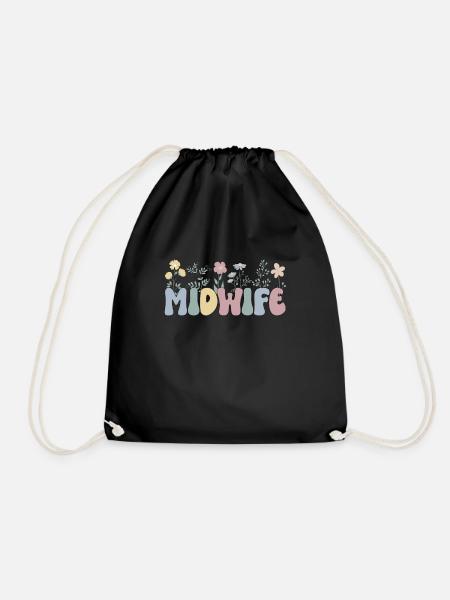 Midwife gift Obstetrician Midwife - Drawstring Bag - black