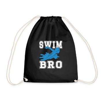 Proud Swimming Brother Brother Of a Swimmer - Drawstring Bag - black - Front