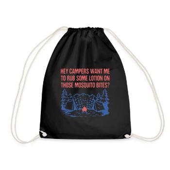 Want Me to Rub Some Lotion Camping Dad Jokes - Drawstring Bag - black - Front
