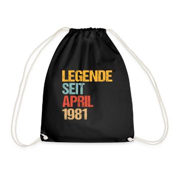 Legende seit April 1981 - Geburtstag - Retro - Turnbeutel - Schwarz - Vorne