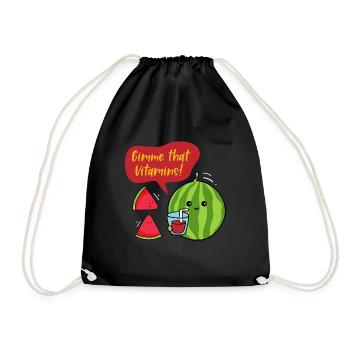 Gimme Vitamins Watermelon Melon Summer - Drawstring Bag - black - Front