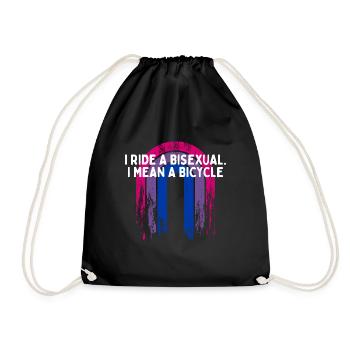 I Ride a Bisexual Bicycle Bi Pun Bi Pride Joke - Drawstring Bag - black - Front