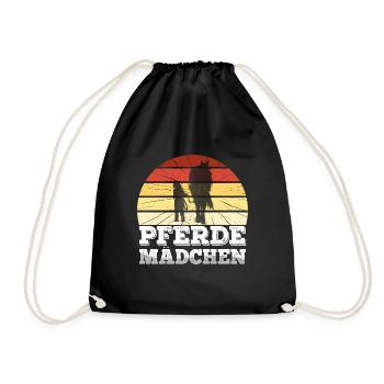 Pferde Mädchen Western Halter Pferd Reiten - Turnbeutel - Schwarz - Vorne