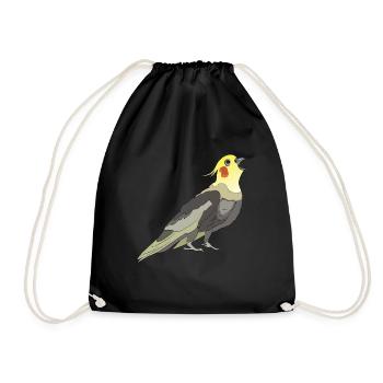 cockatiel cockatoo parrot bird gift - Drawstring Bag - black - Front