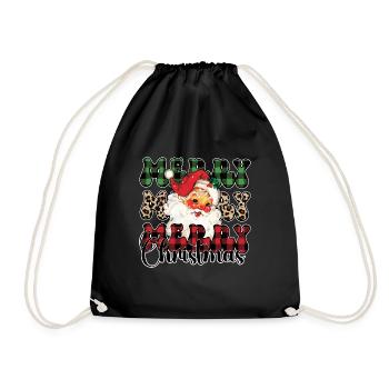 Merry Merry Merry Christmas Xmas Santa - Turnbeutel - Schwarz - Vorne