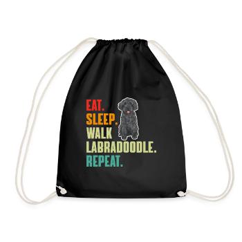 Labradoodle Dog - Drawstring Bag - black - Front