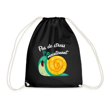 Pas de stress escargot drôle et endormi - Sac de sport léger - noir - Devant