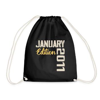 Geburtstagsgeschenk geboren im Januar 2011 - 2011 - Turnbeutel - Schwarz - Vorne