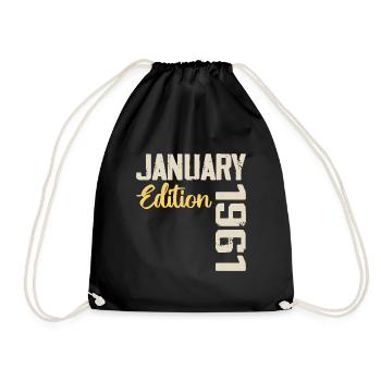 Birthday gift born in January 1961 - 1961 - Drawstring Bag - black - Front