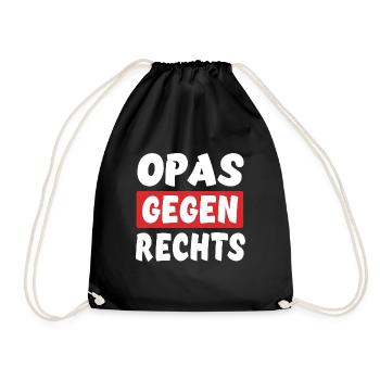 Opas Gegen Rechts - Rechts Nein Danke - Turnbeutel - Schwarz - Vorne