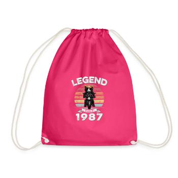 1987 Geburtstag Legend since sunset Teddy - Turnbeutel - Fuchsia - Vorne