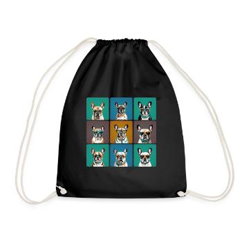 French Bulldog Retro - Drawstring Bag - black - Front