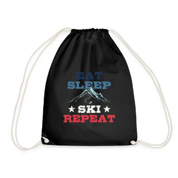 Eat Sleep Ski Repeat - Ski - Ski - Drawstring Bag - black - Front