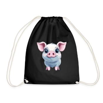 Cochon rose heureux - Sac de sport léger - noir - Devant