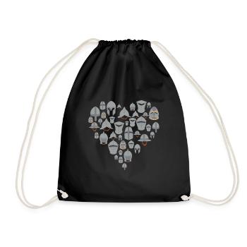 medieval helmets heart Middle Ages - Drawstring Bag - black - Front