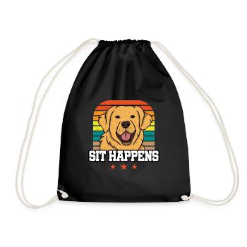 GOLDEN RETRIEVER sit happens - Drawstring Bag - black - Front