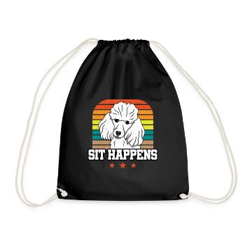 PUDEL sit happens - Drawstring Bag - black - Front