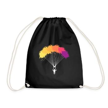 Colorful Paragliding Paraglider Gift - Drawstring Bag - black - Front