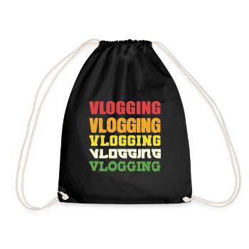 VLogging Vlogging Vlogging. Food Vlogger Geschenk - Turnbeutel - Schwarz - Vorne