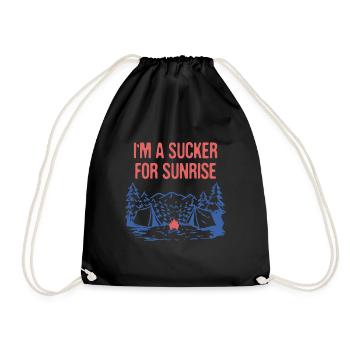 Sucker for Sunrise Summer Camping Tropical Camper - Drawstring Bag - black - Front