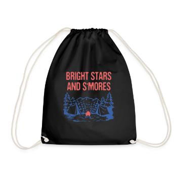 Bright Stars and S'mores Camping Friends Camper - Drawstring Bag - black - Front