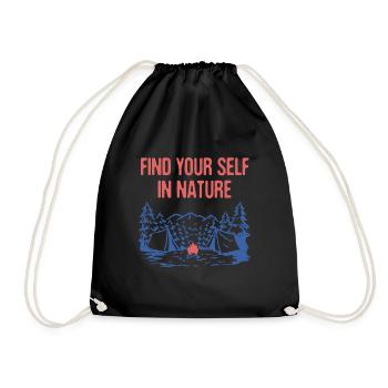 Find Your Self in Nature Camping Positivity Camper - Drawstring Bag - black - Front