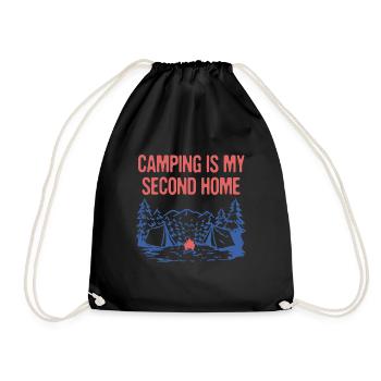 Camping is My Second Home Camper Sayings Camp - Drawstring Bag - black - Front