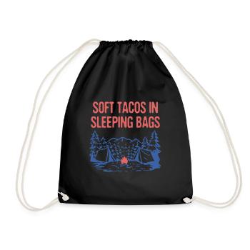 Tacos doux dans des sacs de couchage Camping Funny Camper - Sac de sport léger - noir - Devant