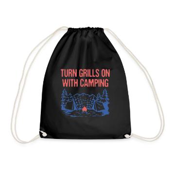 Turn Grills on with Camping Camper Grill Chef - Drawstring Bag - black - Front