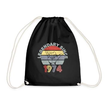 1974 | Vintage Legendary since 1974 Anniversary - Drawstring Bag - black - Front