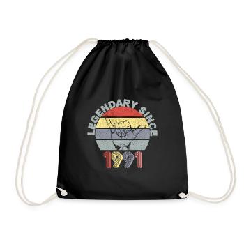 1991 | Vintage Legendär seit 1991 Jubiläum - Turnbeutel - Schwarz - Vorne