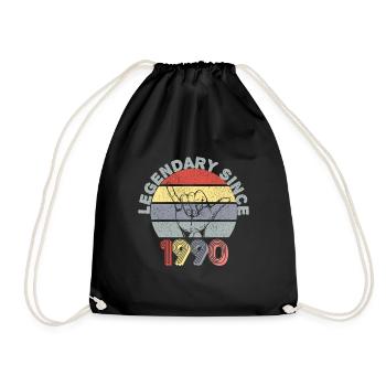 1990 | Vintage Legendär seit 1990 Jubiläum - Turnbeutel - Schwarz - Vorne