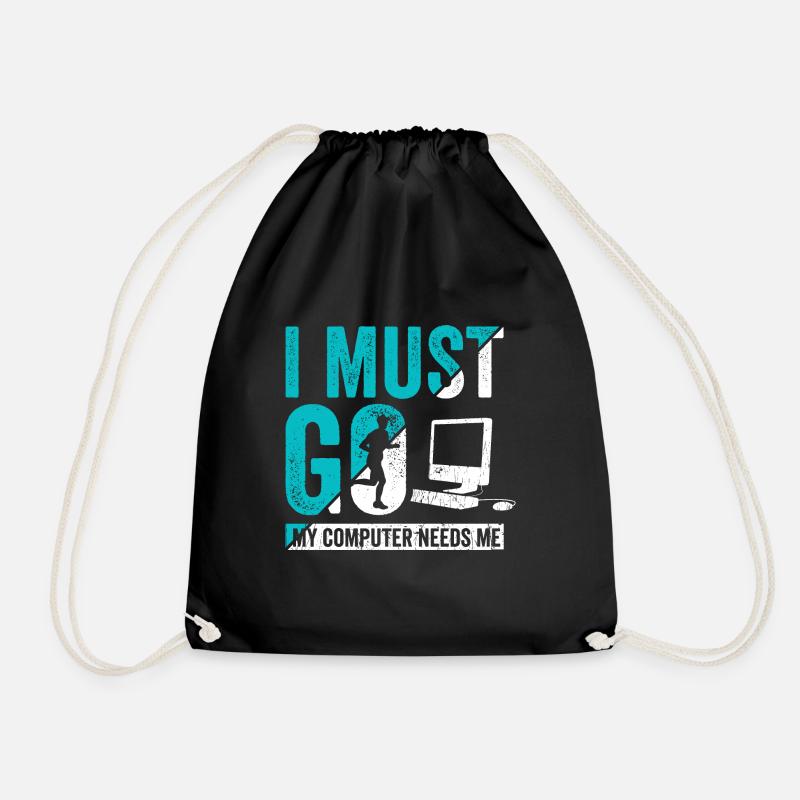 I Must Go my Computer needs me - Turnbeutel - Schwarz