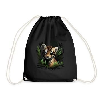 Baby Tiger Wildkatze Jungle - Turnbeutel - Schwarz - Vorne