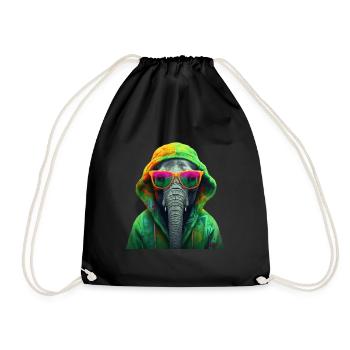 Elephant Africa Asia Animal Cool Elephants Colorful - Drawstring Bag - black - Front