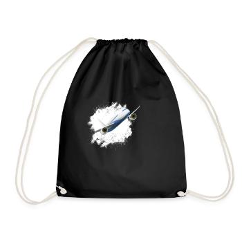 Airplane Tshirt Men's Helicopter Pilot Airplane - Drawstring Bag - black - Front