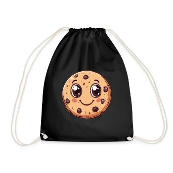 Cookie with googly eyes - Drawstring Bag - black - Front