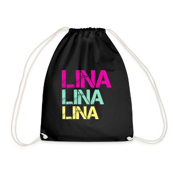 Lina Name Linas Vorname Geschenkideen Lienchen - Turnbeutel - Schwarz - Vorne