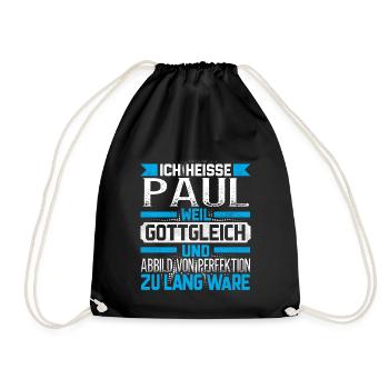 PAUL - Gottgleich Geschenk - Turnbeutel - Schwarz - Vorne