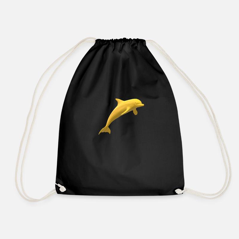 Dolphin gold - Drawstring Bag - black