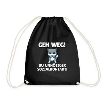 Geh weg du unnötiger Sozialkontakt - Turnbeutel - Schwarz - Vorne