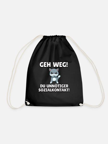 Geh weg du unnötiger Sozialkontakt - Turnbeutel - Schwarz