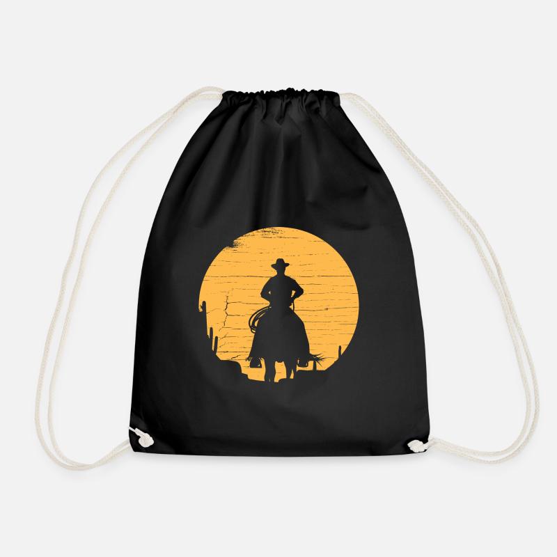 Country Western Wild West Cowboy - Drawstring Bag - black