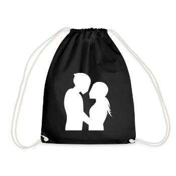 Bikercouple Love Motorcycle Couple Couple Hug - Drawstring Bag - black - Front