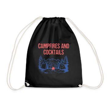 Campfires and Cocktails Camping Party Camper - Drawstring Bag - black - Front