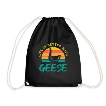 La vie avec les oies, l'oiseau, la nature, - Sac de sport léger - noir - Devant