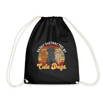 Labradoodle Dog - Drawstring Bag - black - Front