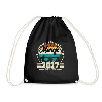 März 2027. Geburtstagsgeschenk März 2027. - Turnbeutel - Schwarz - Vorne