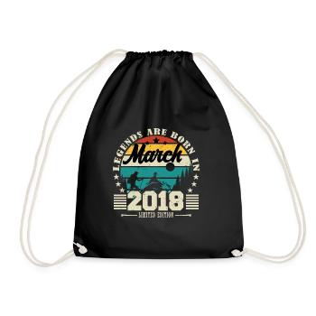 March 2018. Birthday gift March 2018. - Drawstring Bag - black - Front