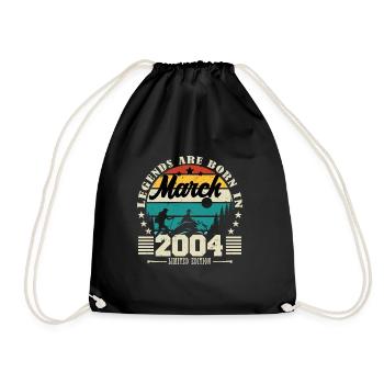 March 2004. Birthday gift March 2004. - Drawstring Bag - black - Front